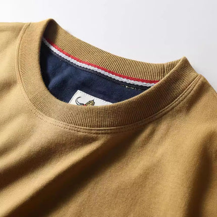Summer men's Ami Khaji old printed crew neck pullover short sleeve 220g technology sanding heavy industry washed cotton t