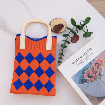 High Elastic Knitted Satchel Fashion Shoulder Bag 2024 Satchel Simple Versatile Student Casual Bag Large Capacity Mobile Phone Bag