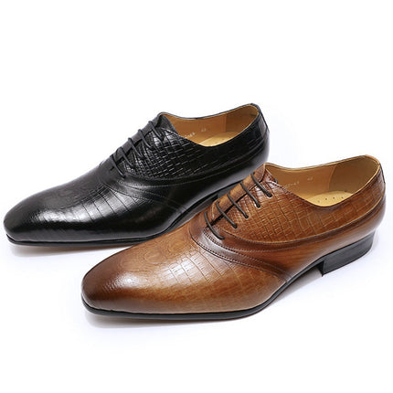 Men's Shoes Cross-Border Large Size New Casual Leather Shoes Cowhide Fashion Men's Business Formal Leather Shoes Trendy Retro Wedding Shoes