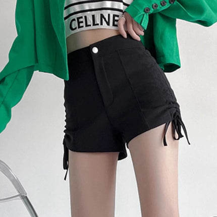 Hot Hot New Sexy 2024 High Waist Tight Pants Drawstring Spring and Summer Slimming Super Shorts Women's Pure Desire Style