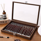 Walnut interior burgundy jewelry box [necklace]
