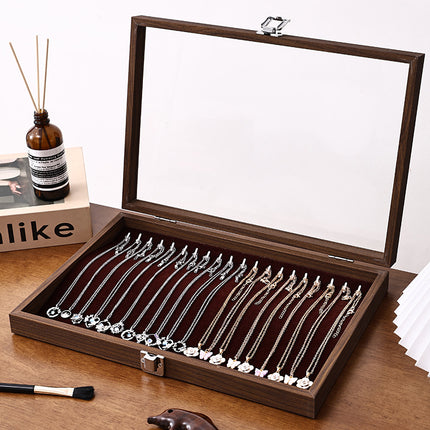 Walnut Jewelry Storage Box Ring Earrings Necklace Bracelet Box Solid Wood Large Capacity Anti-Oxidation Jewelry Display Box
