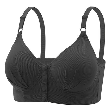 Manufacturer's Cross-Border Front-Button Middle-Aged Mother's Large Size Vest-Style Push-Up Bra Without Rims Push-Up Thin Underwear Bra