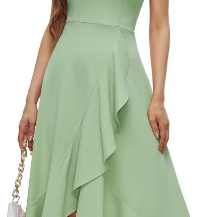2025 European and American New Style Neck-hanging Cocktail Party Ladies Dress Ball Formal Wedding Bridesmaid Ruffled dress