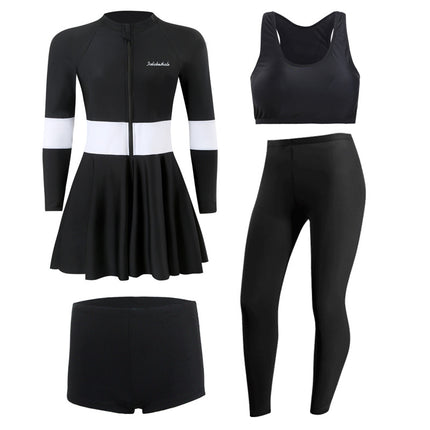 Split Long-sleeved Trousers Sunscreen Swimsuit Women's Conservative Large Size Skirt Slim-fit Belly-covering Leisure Sports Surfing Diving Suit