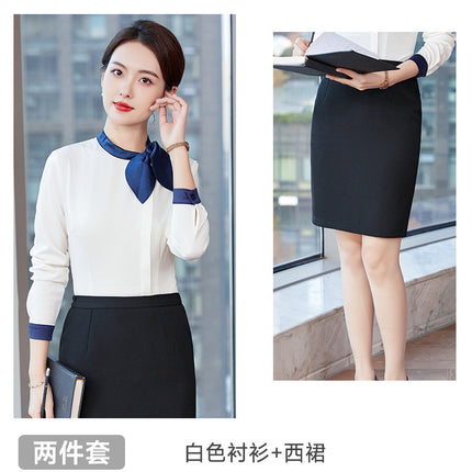 Stewardess Business Dress Shirt Hotel Front Desk Work Clothes suit Female Beautician Clothing Real Estate Consultant Women's Clothing suit
