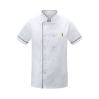 Short-sleeved white clothes with purple edges / M