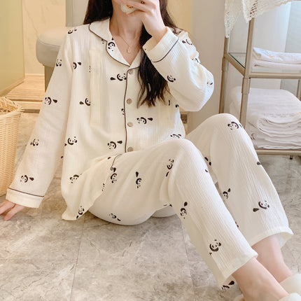 New crepe plus size cotton confinement clothing soft and comfortable sweat-absorbent breathable maternity pajamas