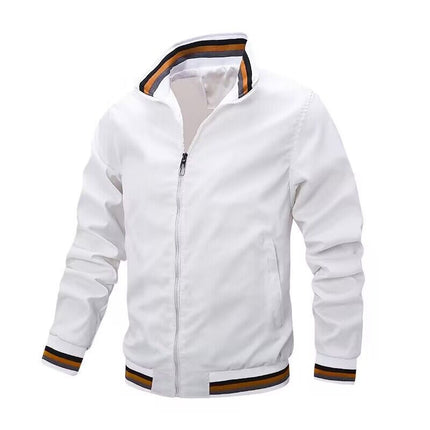 Men's Men's Jacket Spring Jacket Men's Zipper White Baseball Youth Hooded Casual Fitted Ready-Made Clip