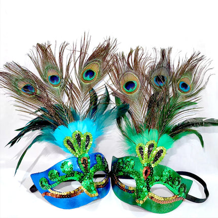 Halloween Peacock Feather Mask Christmas Masquerade Party Performance Venetian Costume Electroplated Peacock Ball