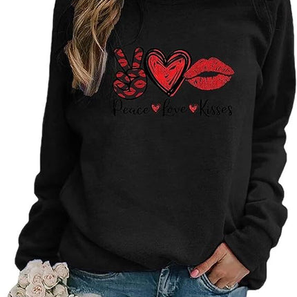 European and American foreign trade peace love kisses scissors hand love printing round neck sweater women's jacket coat