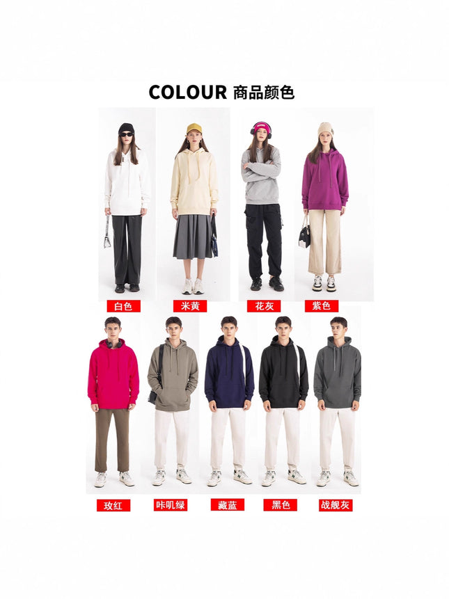 Trendy Heavyweight Pure Cotton Terry 430g Solid Color Crew Neck Hooded Sweatshirt Men's Trendy American Style Hoodie with Print