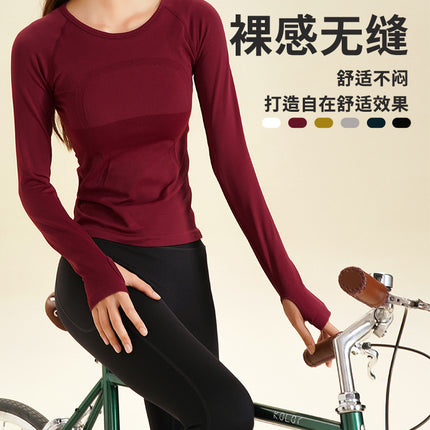 Lulu Yoga Clothing Women's Top 2025 New Tight Quick-drying Breathable Fitness Running Long-sleeved Sports T-shirt Autumn and Winter