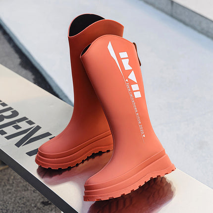 Korean-Made Single-Layer Russian Cross-Border Fashion High-Top Women's Rain Boots, Non-Slip Waterproof Rubber Shoes, Versatile New Style