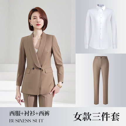 Khaki Professional Suit Men's and Women's Business Dress Executive Suit Tooling Real Estate Sales Office Work Clothes