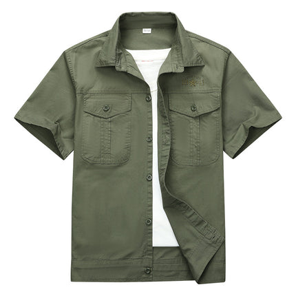 Summer Work Clothes Men's Thin Cotton Camouflage Short-sleeved Loose Construction Site Security Welding Clothes Workwear Labor Security Clothes Shirt