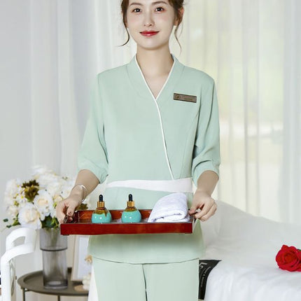 High-end Beauty Salon Beautician Work Clothes suit Women's Autumn and Winter Thickened Foot Therapy Ear Head Therapy Shop Massage Technician Clothes