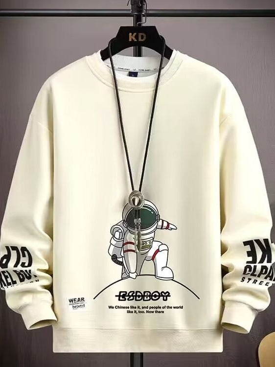 2025 New Long-Sleeved Round Neck Fake Two-Piece Sweatshirt for Men, Loose, Versatile, Fashionable, Popular and Comfortable Men's Tops