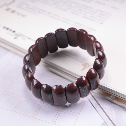 Natural Bloodstone Old-Style Bead Bracelet for Men and Women, Red Meteorite Bracelet, Bloodstone Jade Live Supply
