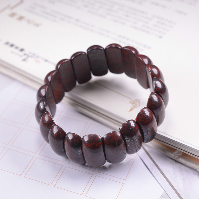 Natural Bloodstone Old-Style Bead Bracelet for Men and Women, Red Meteorite Bracelet, Bloodstone Jade Live Supply