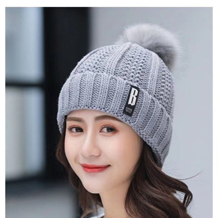 Winter Korean Style Woolen Hat for Women with Velvet and Thickeneded Scarf for Mothers to Heattech and Cold-Proof Knitted Trendy Hat for Cycling