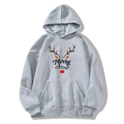 Elk Reindeer Merry Christmas printed hooded sweater European and American women's top coat cross-border