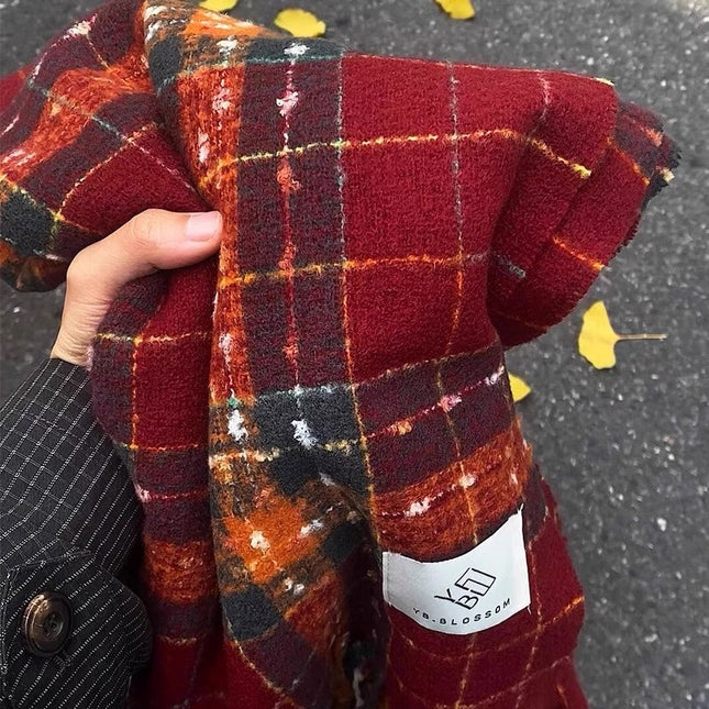 Atmospheric Imitation Cashmere Plaid Scarf for Women in Winter Thickened Warm Scarf for Students Versatile Scarf Live Broadcast Hot Cross-Border