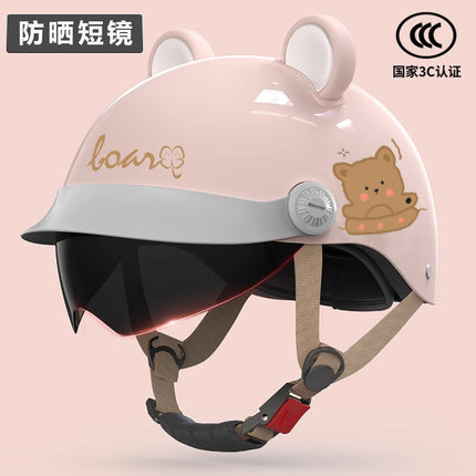 3C certification electric car helmet men's and women's summer safety helmet battery motorcycle sunshade light half helmet