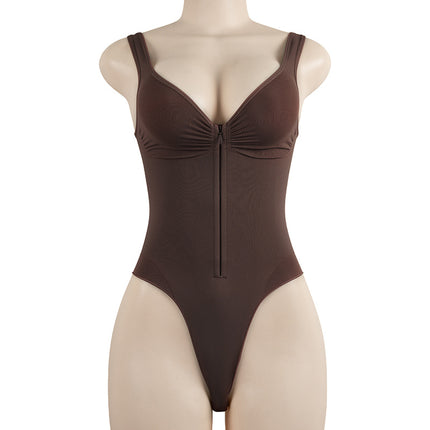 New Kardashian Sk Style Lingerie Camisole with Zipper, Seamless Backless Design, Three-Dimensional Hip-Lifting Shapewear Bodysuit