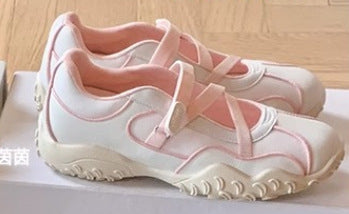 Cowhide Leather Wave Crescent Original 5cm Thick-Soled Functional Sports Ballet Shoes Women's Mary Jane Shoes