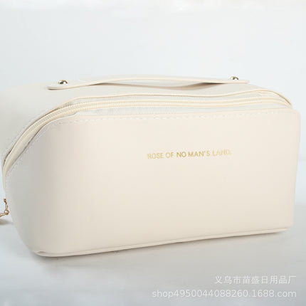 Cross-Border Cosmetic Bag, Toiletry Bag, Color-Blocked Pu Pillow Bag, Travel Portable High-Value Cosmetic Bag, Hand-Held Storage Bag