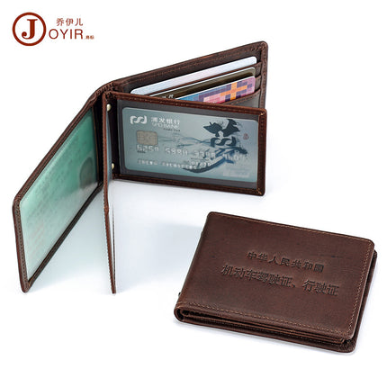 Vintage Genuine Leather Driver's License Bag Multi-function Card Bag Cowhide Card Set Crazy Horse Leather Certificate Set Certificate Set Driving Certificate Set