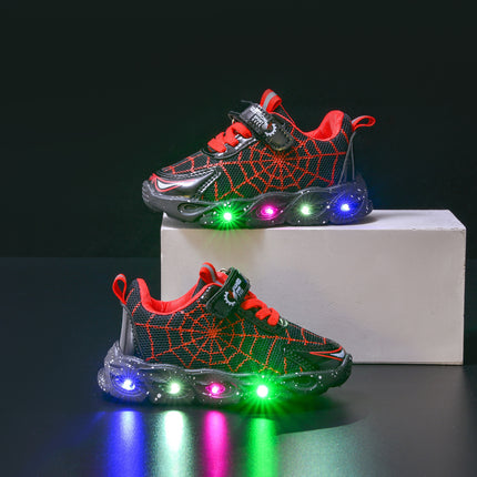 Wholesale children's sneaker with lights 2024 spring and autumn new boys mesh shoes small and medium-sized baby running shoes tide