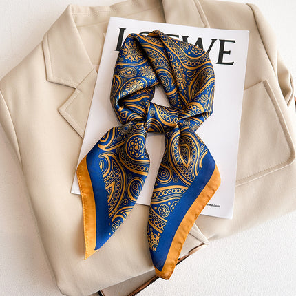 Simulated Silk Printed Silk Scarf for Women, Korean Cashew Leopard Print Headscarf, Four-Season Scarf, Professional Scarf Wholesale
