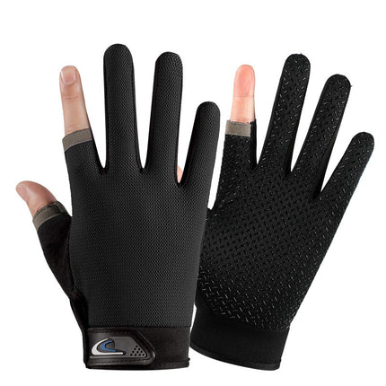 Exposed Two-Finger Fishing Gloves Men's Outdoor Sunscreen Non-Slip Cycling Luya Breathable Touch Screen Thin Sports Cycling Gloves