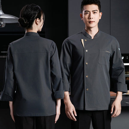 New Stretch Chef Work Clothes Long-sleeved Autumn and Winter Restaurant Baking Men's and Women's Short-sleeved Kitchen Work Clothes