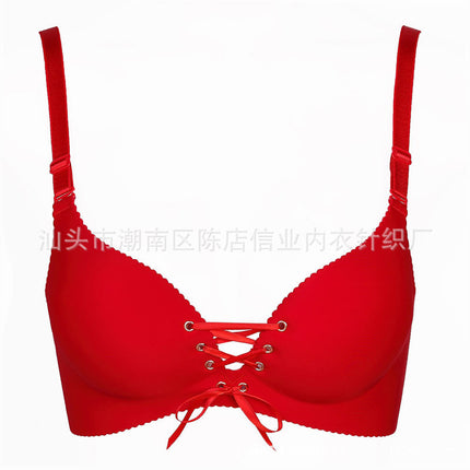 Pull B one-piece seamless no steel ring smooth red life year underwear gathered adjustment bra thin direct sales