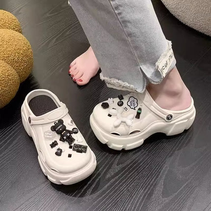 New Fashion Platform Cave Shoes Women's Thick Bottom Increased Anti-slip Internet-famous Cute Beach Sandals for Summer