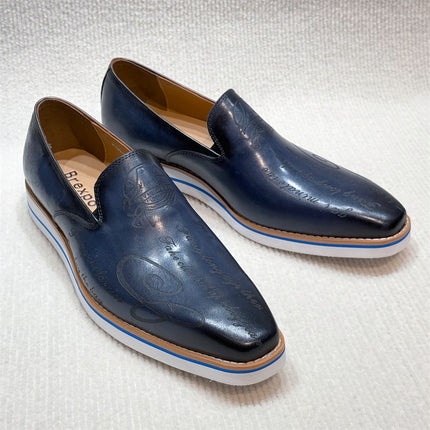 Men's Leather Shoes Casual Shoes Green Fashion Comfortable Flat Shoes Handmade Classic Loafers Office Banquet Men's Shoes
