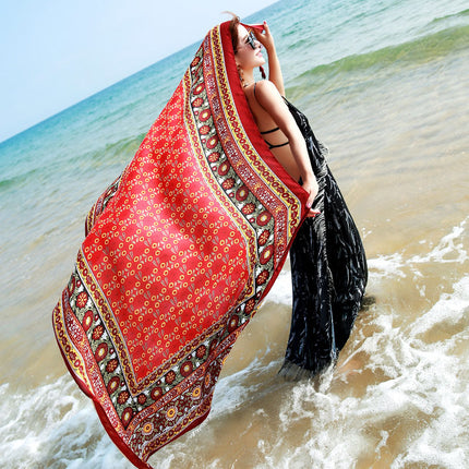 Ethnic Style Shawl Women's Summer Hainan Sanya Travel Photograph Qinghai Lake Scarf Beach Towel Thin Sunscreen Scarf