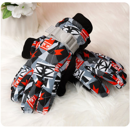 3-10 children's ski gloves outdoor riding gloves winter warm waterproof children's gloves play snow not wet hands