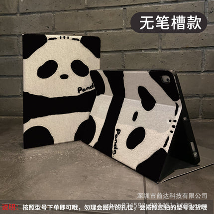 Book Silk Pattern Ipad11 Protective Case Pro10/9 Panda All-Inclusive Air5/4 Tablet Protective Case with Pen Slot