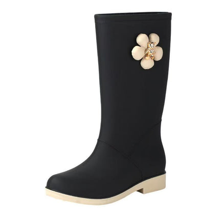 Fashion New Women's Rain Boots High Tube Korean Version Non-Slip Rain Boots Long Tube Outdoor Water Boots Fashion Versatile Rubber Shoes Wholesale