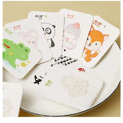 Compressed Wood Pulp Cotton Kitchen Cleaning Dishwashing Sponge Compressed Sheet Absorbs Water, Decontaminates and Does Not Stick to Oil Sponge Block Cartoon Printing