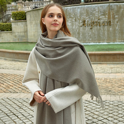 Wool Scarf Autumn and Winter Korean Style Cashmere Scarf Women's Winter New Women's Shawl Pure Color Scarf Versatile