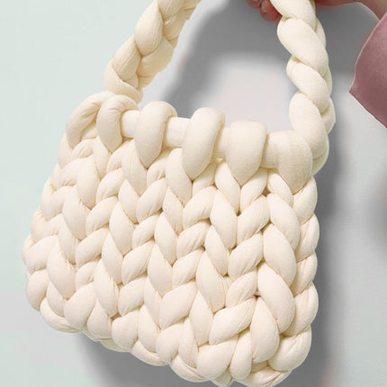 Core-Filled Cotton Icelandic Wool Hand-Woven Bag Cat Nest Pillow Hand Bag Autumn and Winter Extra Thick Handbag Material Bag