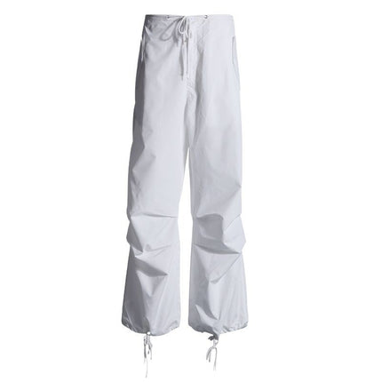 White High-Waist Loose Drawstring Wide-Leg Overalls Women's Spring and Summer New Loose Slimming All-Match Hanging Casual Pants for Women