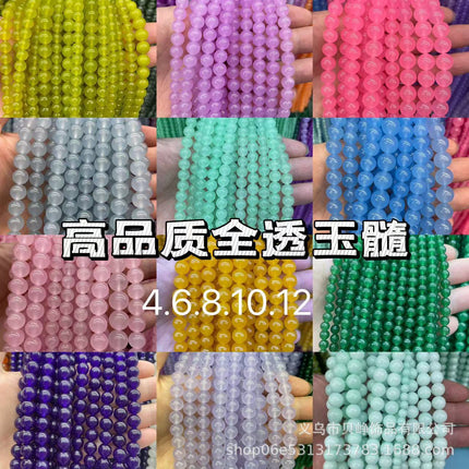 Wholesale high quality chalcedony aquamarine jasper aquatic grass jade loose beads semi-finished jewelry accessories DIY bracelet with beads