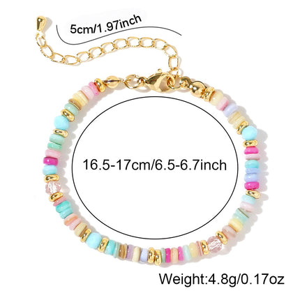 Cross-border Explosions Macron Color Bracelet Fashion High Sense Dopamine Bracelet Light Porcelain Blue Flat Bead Crystal Bracelet