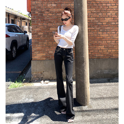 Raccoon House # 2025 Autumn and Winter New Products｜Modern Classics｜Original Black Low Waist Fashionable Spicy Flared Jeans for Women